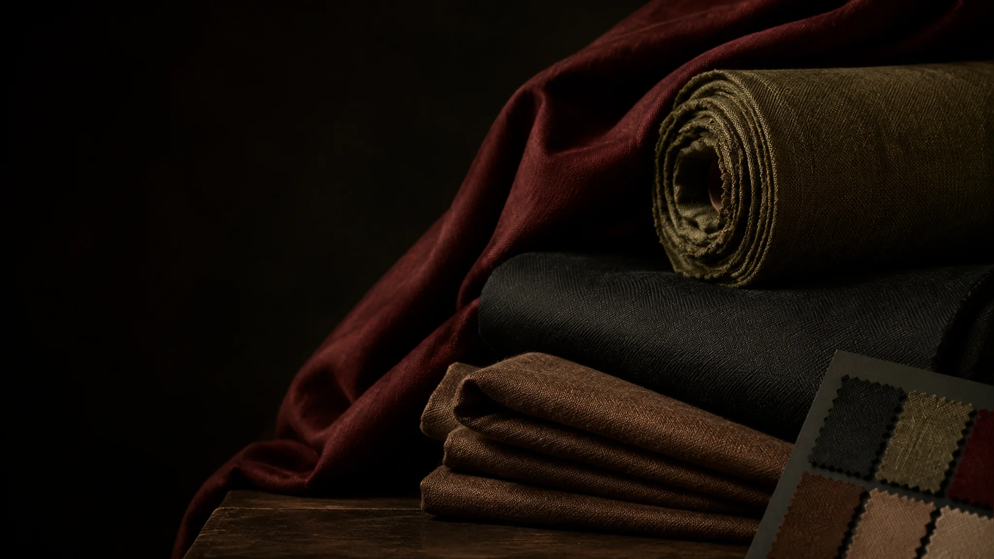 Editorial still life of woven apparel fabrics