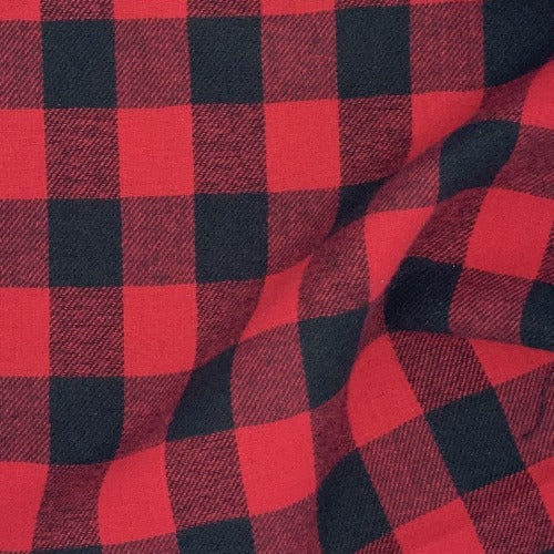 Black/Red | 3/4-Inch Buffalo Check Plaid Flannel Shirting - SKU 3921 #U102 - flannel fabrics fabric by LongLing