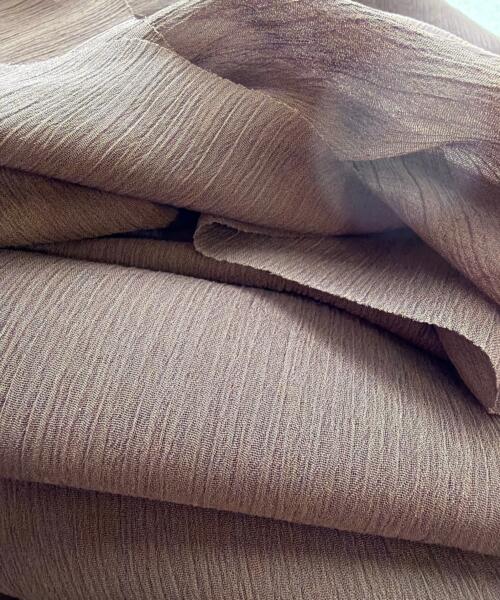 Polyester Crinkle Chiffon - Brown | SKU 4626B #U66 - satin fabrics fabric by LongLing
