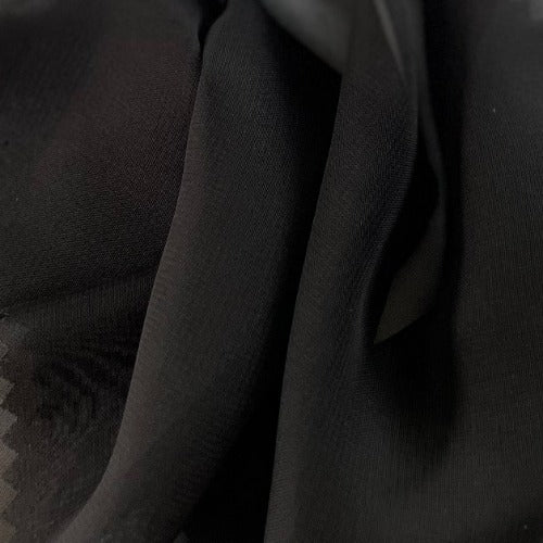 Polyester Chiffon - Black | SKU 4626D #U163 - satin fabrics fabric by LongLing