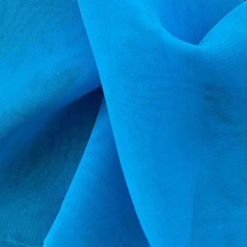 Polyester Chiffon - Turquoise | SKU 4626D #U77 - satin fabrics fabric by LongLing