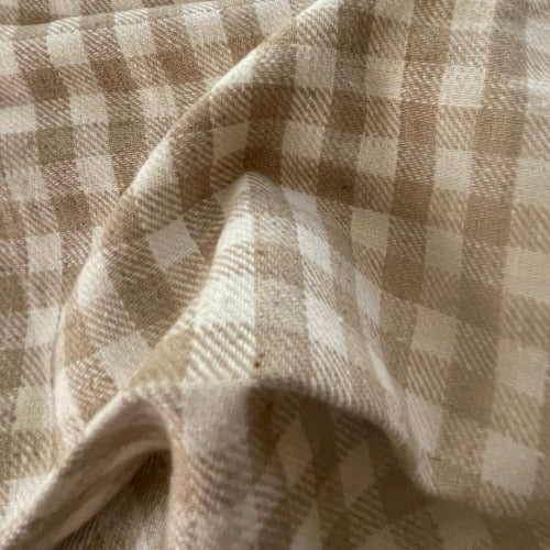 Yarn-Dye Check Suiting - Khaki & Ivory | 25-Yard Lot - suiting fabrics fabric by LongLing