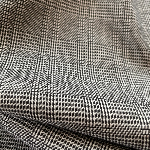 Polyester/Rayon Houndstooth Woven Plaid - Black & White | SKU 5602B #S26 - suiting fabrics fabric by LongLing