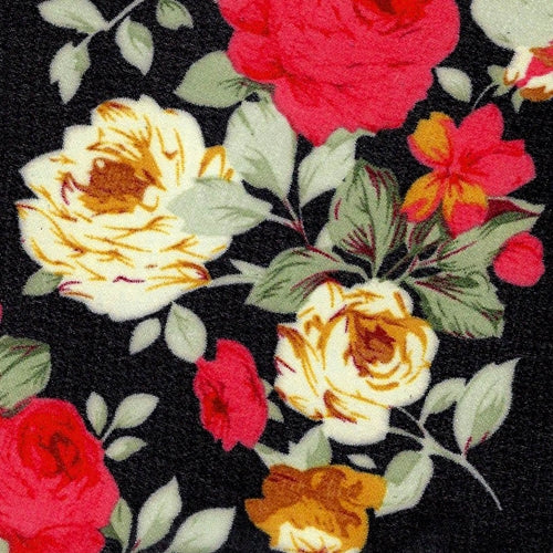 Black | Rose Chiffon - SKU 6173C #S/B - satin fabrics fabric by LongLing
