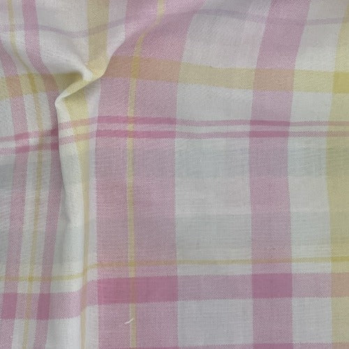 Pink/White | Kalo Plaid Children's Shirting - SKU 6223 #S19 - shirting fabrics fabric by LongLing