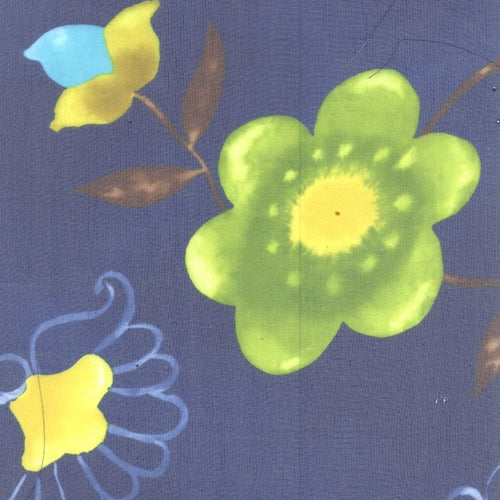 Teal Large Floral Chiffon Woven Fabric - SKU 653 - satin fabrics fabric by LongLing