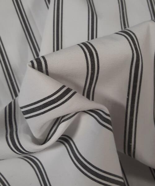White/Black | Capone Stripe Shirting - SKU 6654 #U147 - shirting fabrics fabric by LongLing