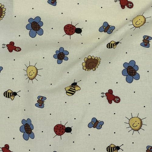 Ivory Insects | Children's Cotton Print - SKU 6821A #U164 - printed cotton fabrics fabric by LongLing