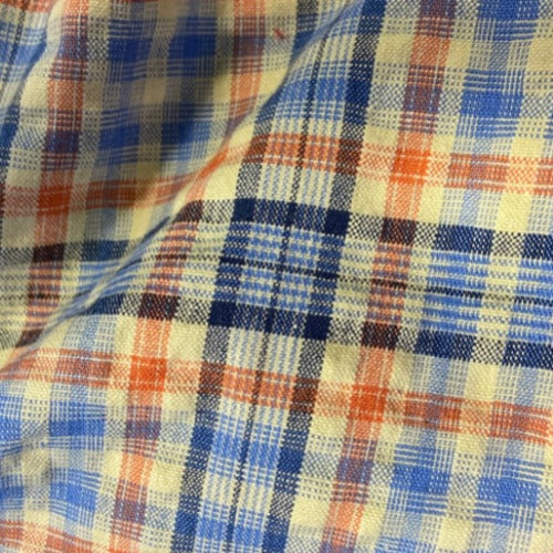 Blue/Orange | STRETCH Seersucker Shirting - SKU 6824B #S156A - shirting fabrics fabric by LongLing
