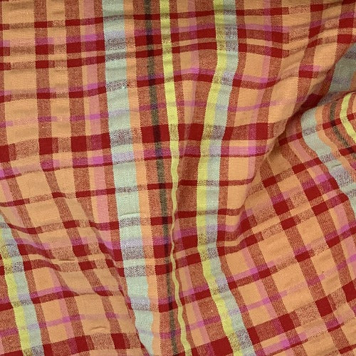 Orange/Red | STRETCH Seersucker Shirting - SKU 6824B #S156A - shirting fabrics fabric by LongLing