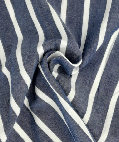 Navy/White | Nautical Stripe Shirting - SKU 6864 #S207 - shirting fabrics fabric by LongLing