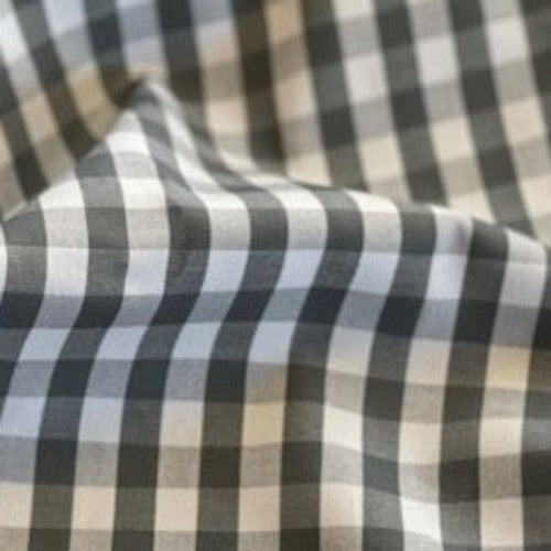 Steel/White | 1/4" Check Shirting - SKU 7086A #S191 - shirting fabrics fabric by LongLing