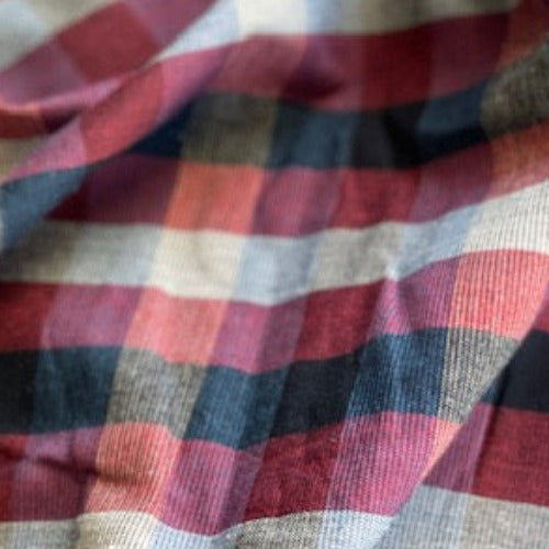 Navy/Burgundy | Shirting Plaid - SKU 7087C #S192 - shirting fabrics fabric by LongLing