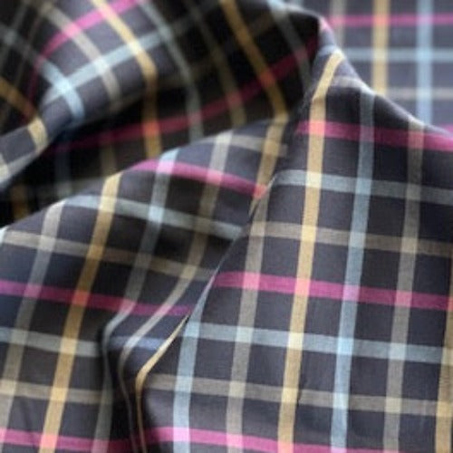 Navy/Hot Pink | Shirting Plaid - SKU 7087C #S192 - shirting fabrics fabric by LongLing