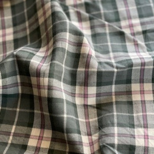 Olive/Rose | Shirting Plaid - SKU 7087C #S192 - shirting fabrics fabric by LongLing