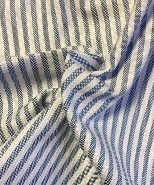 Blue/White | Brawny Stripe Oxford Shirting - SKU 7092 #S190 - shirting fabrics fabric by LongLing