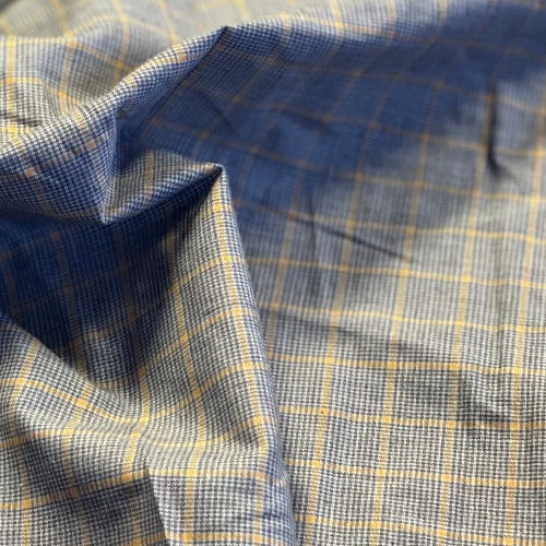 Gold/Navy | Civilian Plaid Shirting - SKU 7111A #S183 - shirting fabrics fabric by LongLing