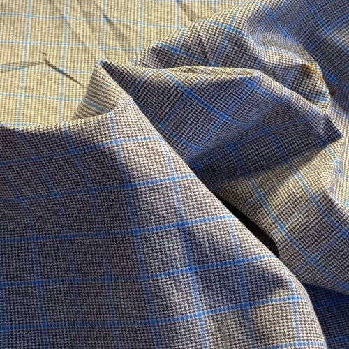 Turquoise/Brown | Civilian Plaid Shirting - SKU 7111A #S183 - shirting fabrics fabric by LongLing