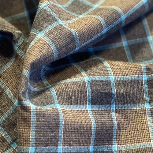 Brown | Calvin Plaid Shirting - SKU 7111B #S199 - shirting fabrics fabric by LongLing