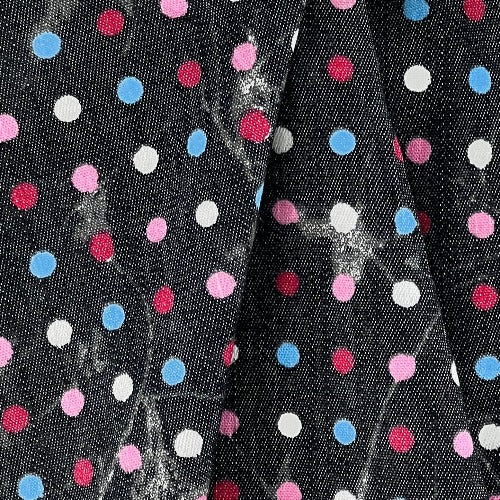 Black | Candy Dots Print 6.5 Ounce Woven Fabric - SKU 7142A #U16 - denim fabrics fabric by LongLing