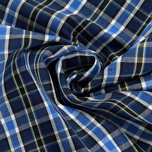 Navy/Yellow #S813 Classic School House Plaid Suiting Woven - SKU 7269 - suiting fabrics fabric by LongLing