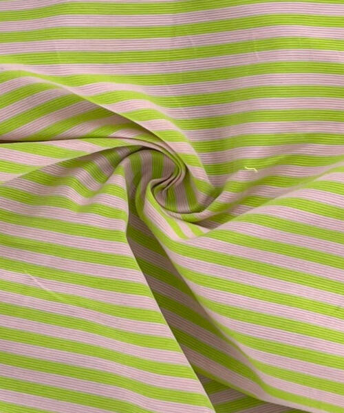 Bubblegum/Lime | Striped Cotton Shirting - SKU 7311 #S821 - shirting fabrics fabric by LongLing