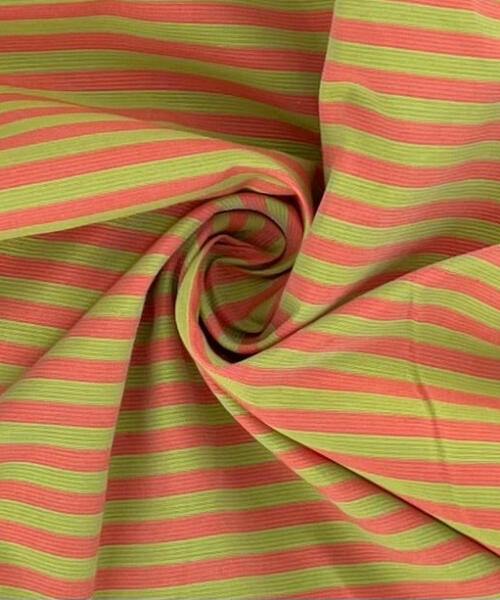 Burnt Orange/Moss | Striped Cotton Shirting - SKU 7311 #S821 - shirting fabrics fabric by LongLing