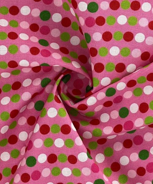 Pink/Green | Dot Print Cotton Woven (by Robert Kaufman) - SKU 7373B #S105 - printed cotton fabrics fabric by LongLing