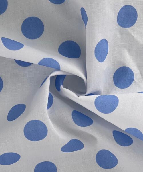 White/Blue | Dot Print Cotton Woven (Made for Bailey Boys) - SKU 7373B #S120 - printed cotton fabrics fabric by LongLing