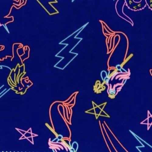 Royal | "Neon Mythology" Print Polyester Shirting - SKU 7464 #U2 - printed cotton fabrics fabric by LongLing