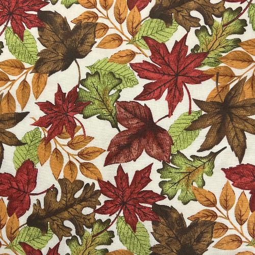 Cracked Leaves | Harvest Print Shirting - SKU 7634C #U10 - printed cotton fabrics fabric by LongLing