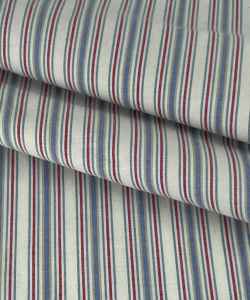 Blue & Red Nautical Stripe Stretch Shirting | SKU 7720 #U1 - suiting fabrics fabric by LongLing