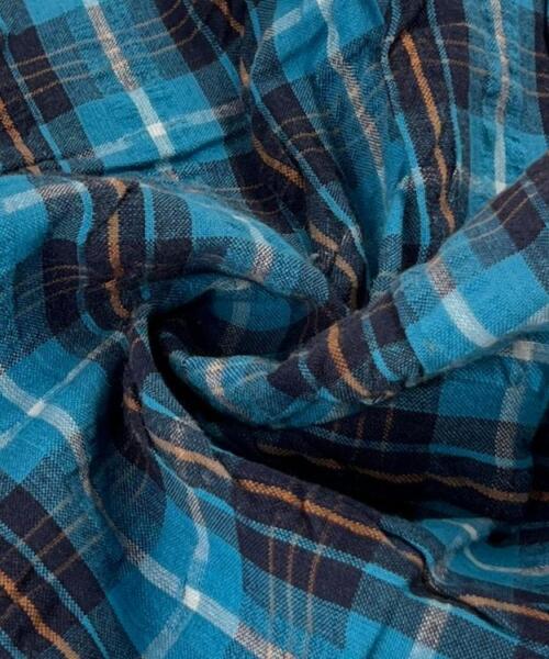 Turquoise & Orange Cotton Seersucker | SKU 7735 #U3 - shirting fabrics fabric by LongLing