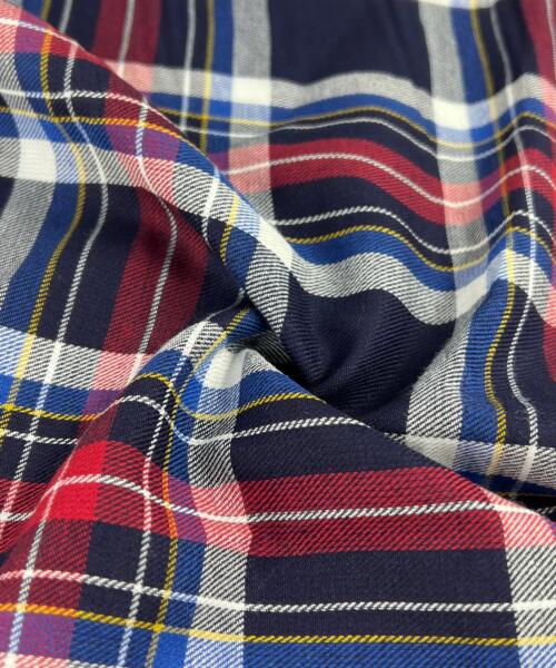 Cotton Twill-Weave Plaid Shirting - Navy & Royal | SKU 7890 #U103 - shirting fabrics fabric by LongLing
