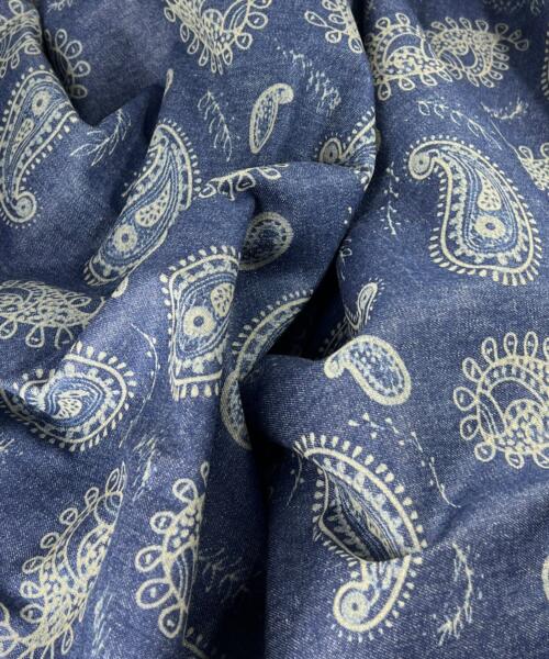 Paisley - Custom Laser Etched Denim - 12 Ounce Indigo | SKU 7913 - denim fabrics fabric by LongLing
