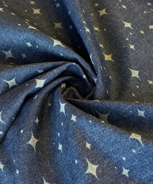 Night of Stars - Custom Laser Etched Denim - Medium Weight Dark Indigo | SKU 7913 - denim fabrics fabric by LongLing