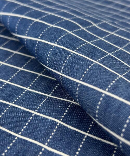 Featherweight 3.5 Ounce Denim - 1/2" Ticked Check | SKU 7952 #S99 - denim fabrics fabric by LongLing