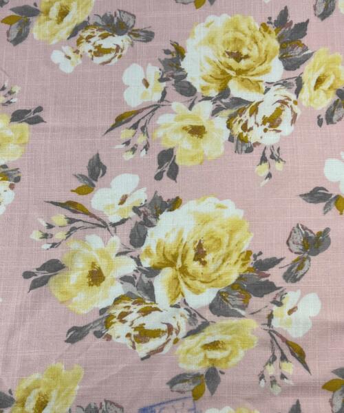 Mock-Linen Slubbed Rayon Challis - Blush Bouquet | SKU 7953 #S99 - linen fabrics fabric by LongLing