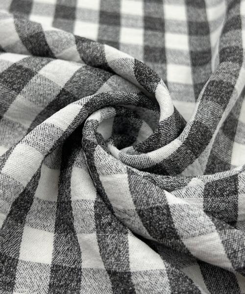 Lightweight Stretch Polyester Shirting - Black & White Gingham | 7973 #S99 - shirting fabrics fabric by LongLing