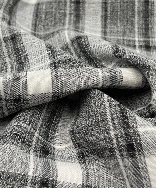 Lightweight Stretch Polyester Shirting - Black & White Plaid | 7973 #S99 - shirting fabrics fabric by LongLing