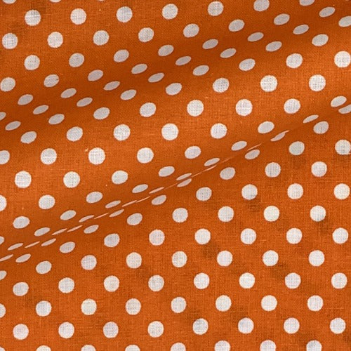 Orange White | 3/16" Dot Children's Cotton Woven Fabric 45" (100 Yard Roll @ $3.99/Yard) - SKU 8000 #U1 - printed cotton fabrics fabric by LongLing
