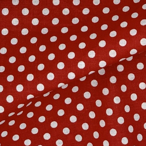 Red White | 3/16" Dot Children's Cotton (100 Yard Roll @ $3.99/Yard) - SKU 8000 #U1 - printed cotton fabrics fabric by LongLing