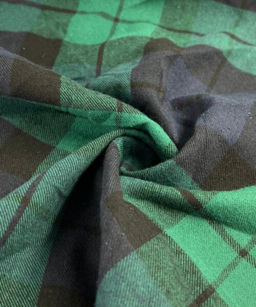 Cotton Flannel Woven Plaid - Navy & Hunter Tartan | SKU 8074 #U104 - flannel fabrics fabric by LongLing