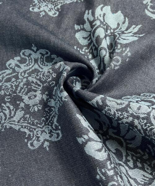 Floral Demask - Jacquard Woven Stretch Denim - 9 Ounce Dark Indigo | SKU 8076 #U76 - denim fabrics fabric by LongLing