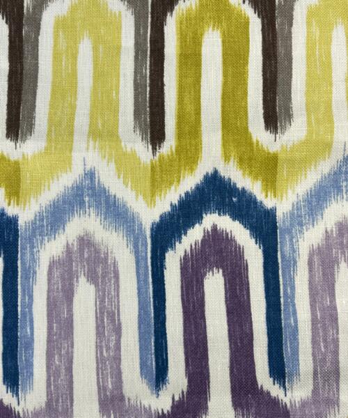 100% Linen - Teal & Mustard Geometric by Robert Kauffman | SKU 8087 #S193 - linen fabrics fabric by LongLing