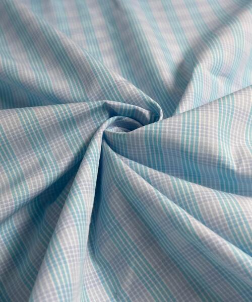 Sky Blue & White Plaid - 100% Cotton Yarn-Dye Shirting - SKU 8124B #S209 - shirting fabrics fabric by LongLing