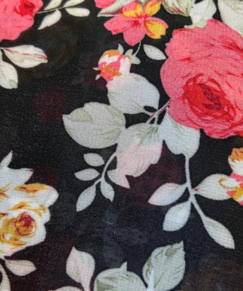 Rose Printed Chiffon | REMNANTS - satin fabrics fabric by LongLing