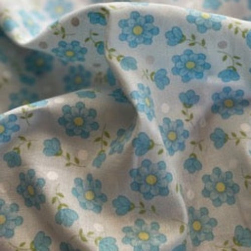 Summertime Flower 100% Quilting Cotton Print - Turquoise - Project Ready Pieces - printed cotton fabrics fabric by LongLing