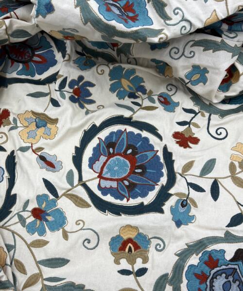 Lee Jofa "Montmartre" by Suzanne Kasler - Viscose/Linen with Jacobean Botanical Embroidery - linen fabrics fabric by LongLing