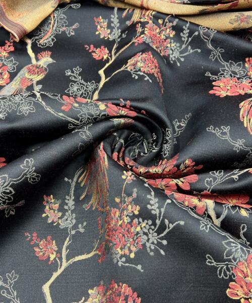 Bird In Waiting Autumn by Carole Fabric - Jacquard Drapery Fabric - linen fabrics fabric by LongLing